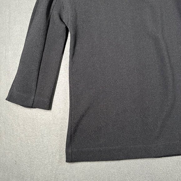 Ann Taylor Womens M Navy Blue Back Button 3/4 Sleeve Round Neck Blouse - Picture 5 of 9